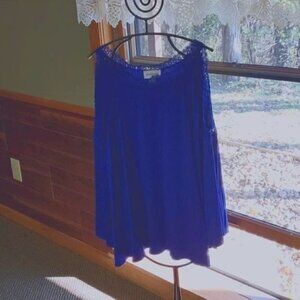 Peck & Peck Cold Shoulder Lacey Blue Long Sleeve Rayon‎ & Spandex Sz. M Tunic